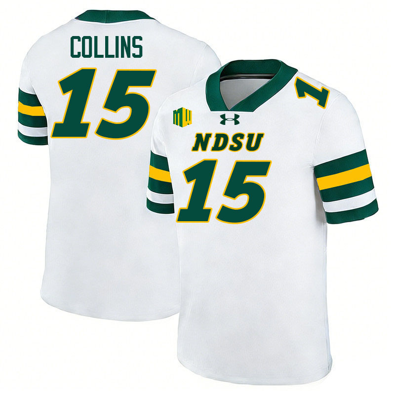 North Dakota State Bison #15 Mekhi Collins College Football Jerseys,Uniforms-White